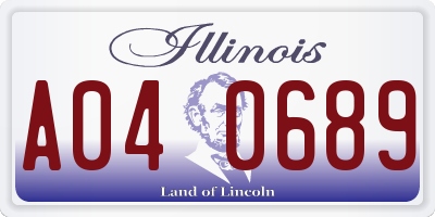 IL license plate A040689
