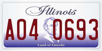 IL license plate A040693