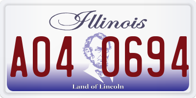 IL license plate A040694