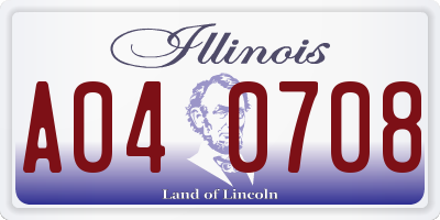 IL license plate A040708