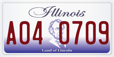 IL license plate A040709