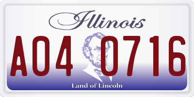 IL license plate A040716