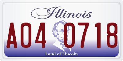 IL license plate A040718