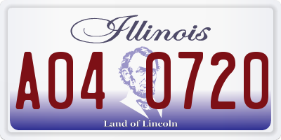 IL license plate A040720