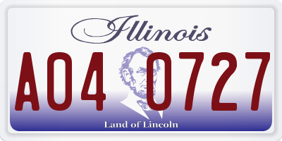 IL license plate A040727