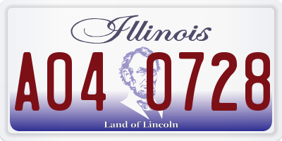 IL license plate A040728