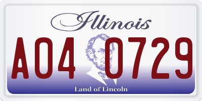 IL license plate A040729