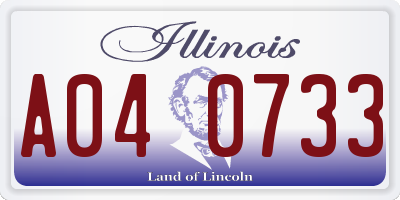 IL license plate A040733