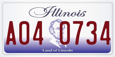 IL license plate A040734