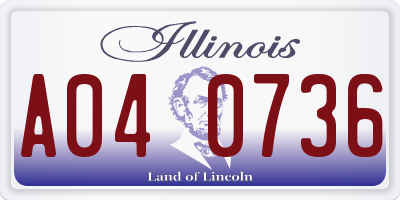 IL license plate A040736