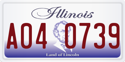 IL license plate A040739