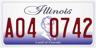 IL license plate A040742