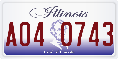 IL license plate A040743