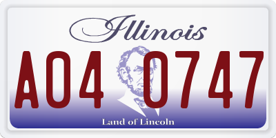 IL license plate A040747