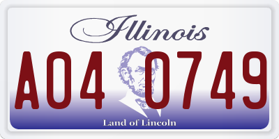 IL license plate A040749