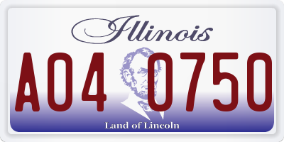 IL license plate A040750