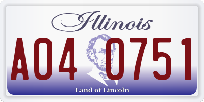 IL license plate A040751