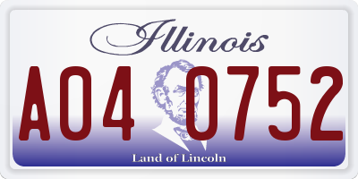 IL license plate A040752