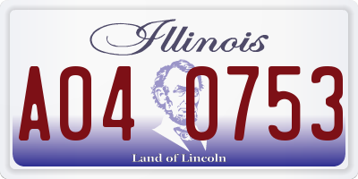 IL license plate A040753