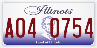 IL license plate A040754