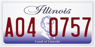 IL license plate A040757