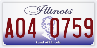 IL license plate A040759