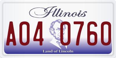 IL license plate A040760