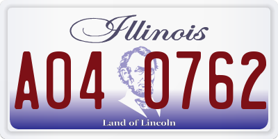 IL license plate A040762