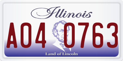 IL license plate A040763