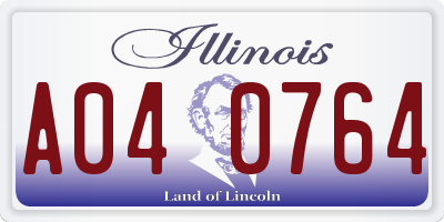 IL license plate A040764