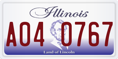 IL license plate A040767