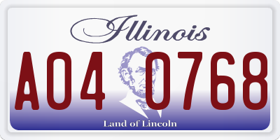 IL license plate A040768