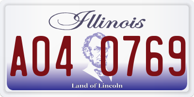 IL license plate A040769