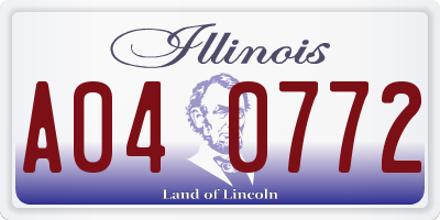 IL license plate A040772