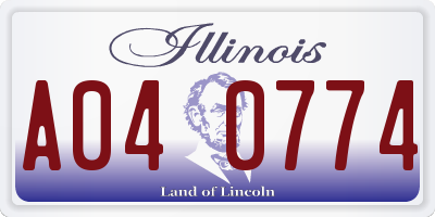 IL license plate A040774