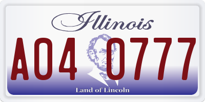 IL license plate A040777