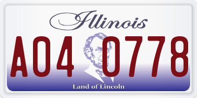 IL license plate A040778