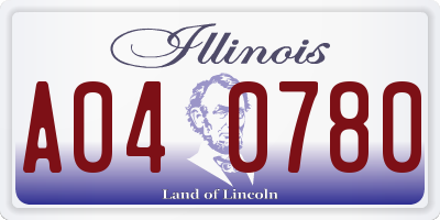 IL license plate A040780