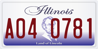 IL license plate A040781