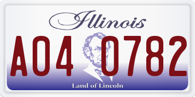 IL license plate A040782