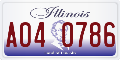 IL license plate A040786