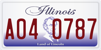 IL license plate A040787