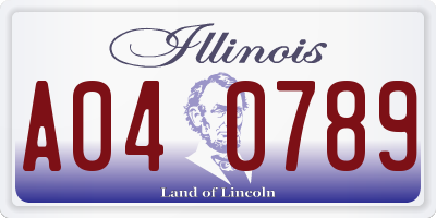 IL license plate A040789
