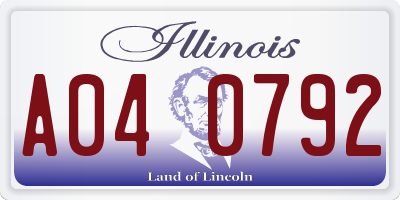 IL license plate A040792