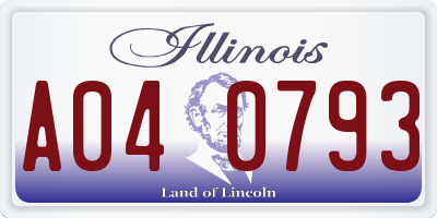 IL license plate A040793