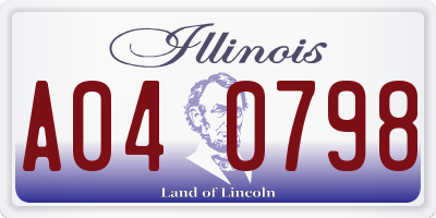 IL license plate A040798