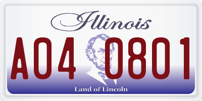 IL license plate A040801