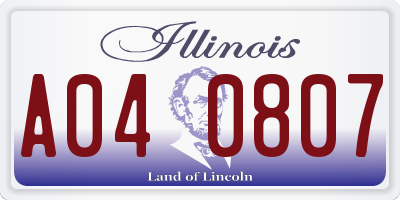 IL license plate A040807
