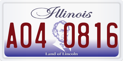 IL license plate A040816