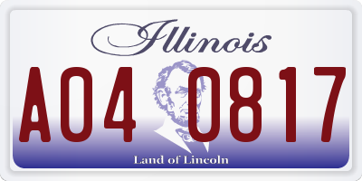 IL license plate A040817